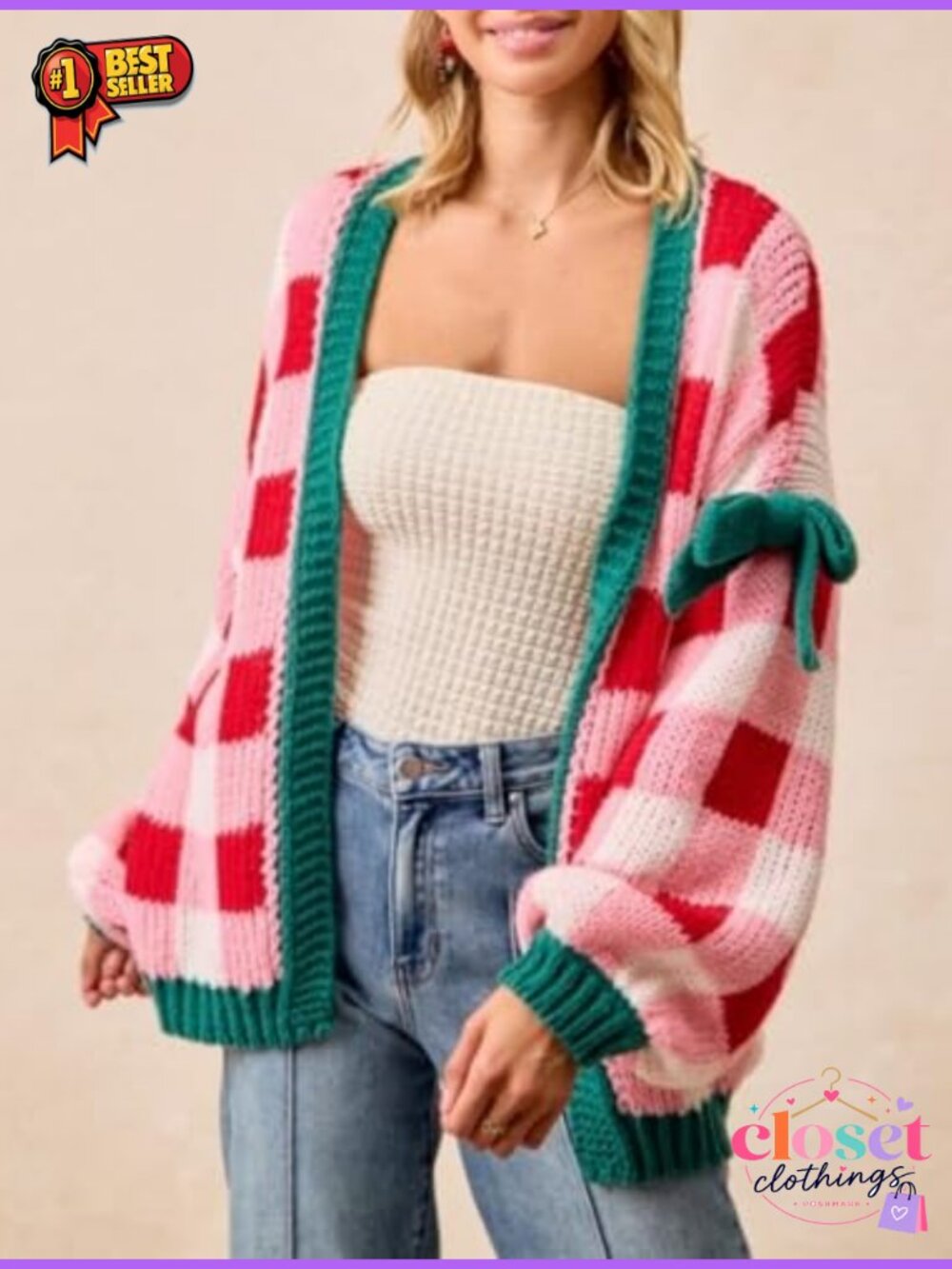 Chunky Knit Oversized Balloon Sleeve Cardigan Sweater - Picture 2 of 6